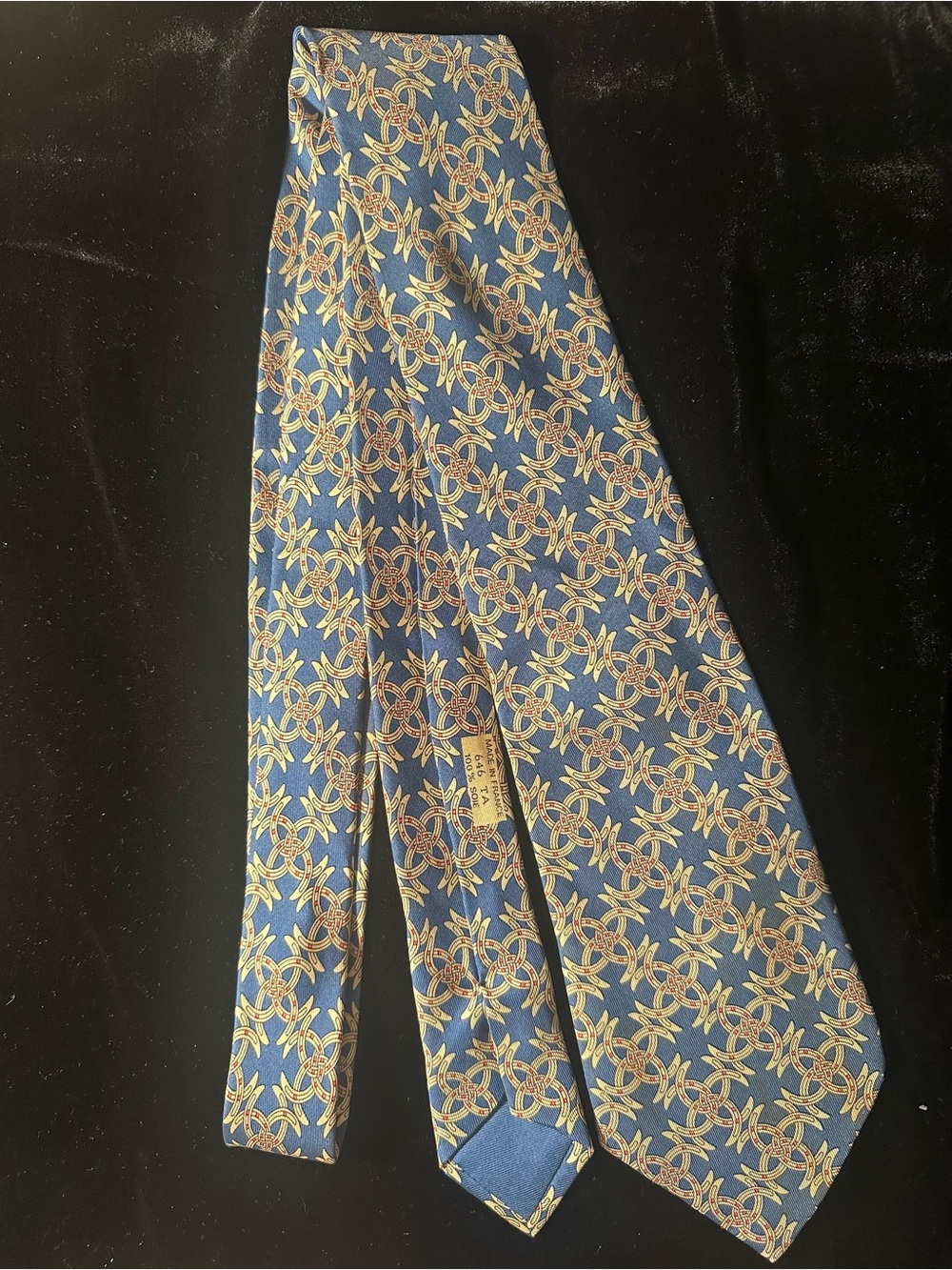 Hermes Blue and Gold Men's Silk Tie